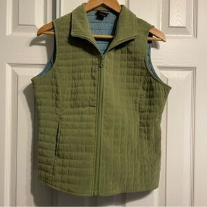Nomadic Traders Green Olive Quilted Soft Suede Like Zip Up Vest Womens Small